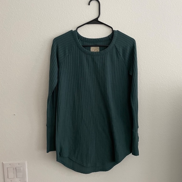 Chaser Women’s Lightweight Ribbed Sweater Size Small Green Long Sleeve Pullover - Picture 1 of 4